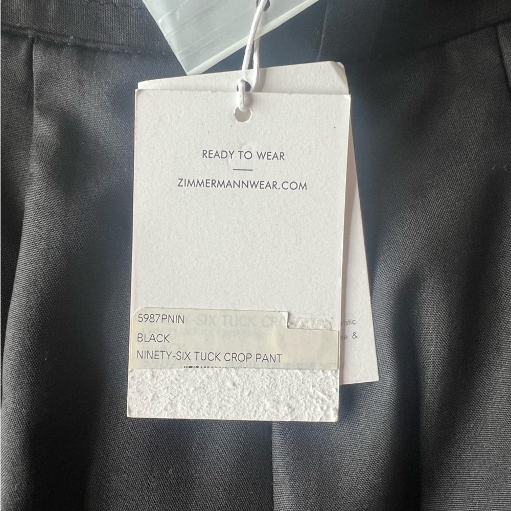 Zimmermann NWT Black Ninety-Six Tuck Crop Pant Brand Size 0/US Size 2/4 - Picture 5 of 6